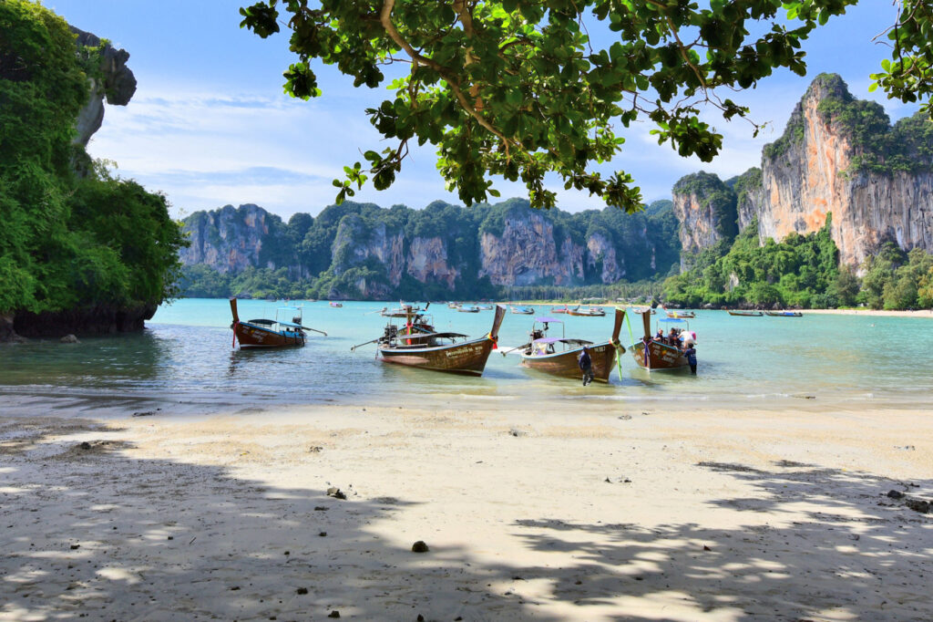 Southern Thailand has a wealth of beaches, each uniquely beautiful, like this scene at Railay West Beach, near Ao Nang.
